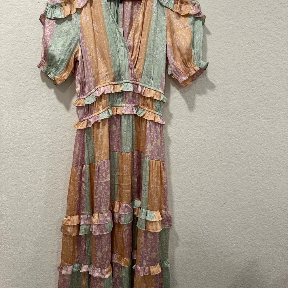 NWT Anthropologie Current Air Pastel Ruffle Maxi Dress